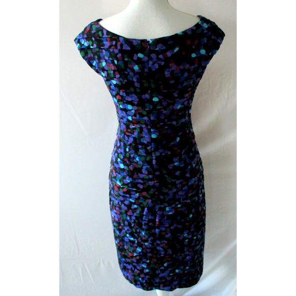 London Times Women's Multi Color Sleeveless Lined Stretch Zip Back Dress Size 8 - Picture 5 of 9